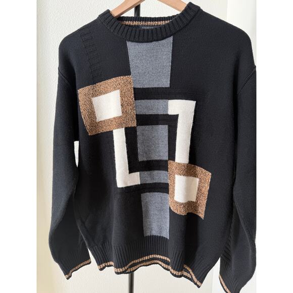 Vintage Point of Italy Wool Blend Abstract Sweater Neutral Tones L/XL - Picture 12 of 15